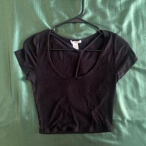 Black Ribbed Women's Top